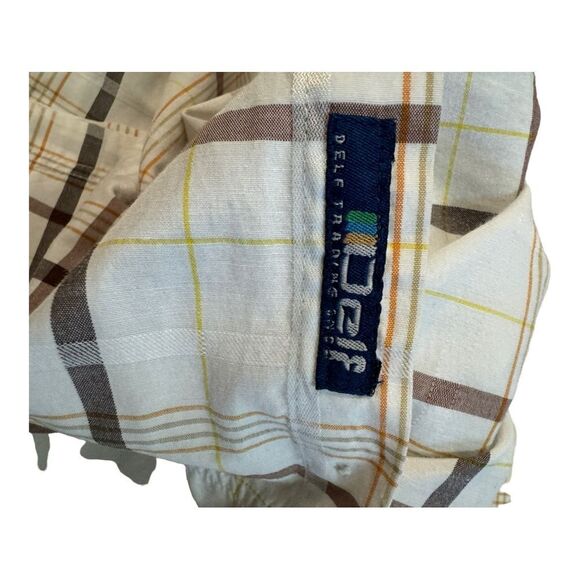 Delf Trading Inc Mens Size 3XL Long Sleeve Beige Striped Brown Button Up Shirt - Picture 5 of 13